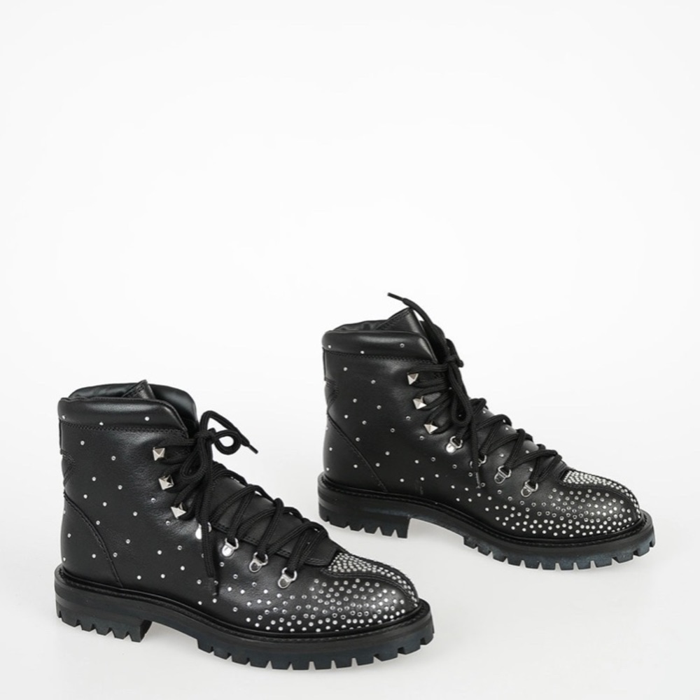 Valentino GARAVANI STUDDED COMBAT ANKLE BOOTS 40.5